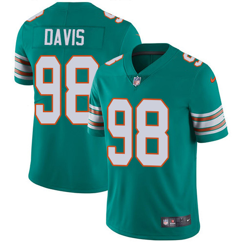 Nike Miami Dolphins 98 Raekwon Davis Aqua Green Alternate Youth Stitched NFL Vapor Untouchable Limited Jersey